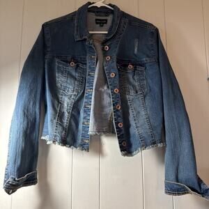 NEW LOOK Denim Jacket XL Cropped Classic Blue Jean Jacket Women's JJ